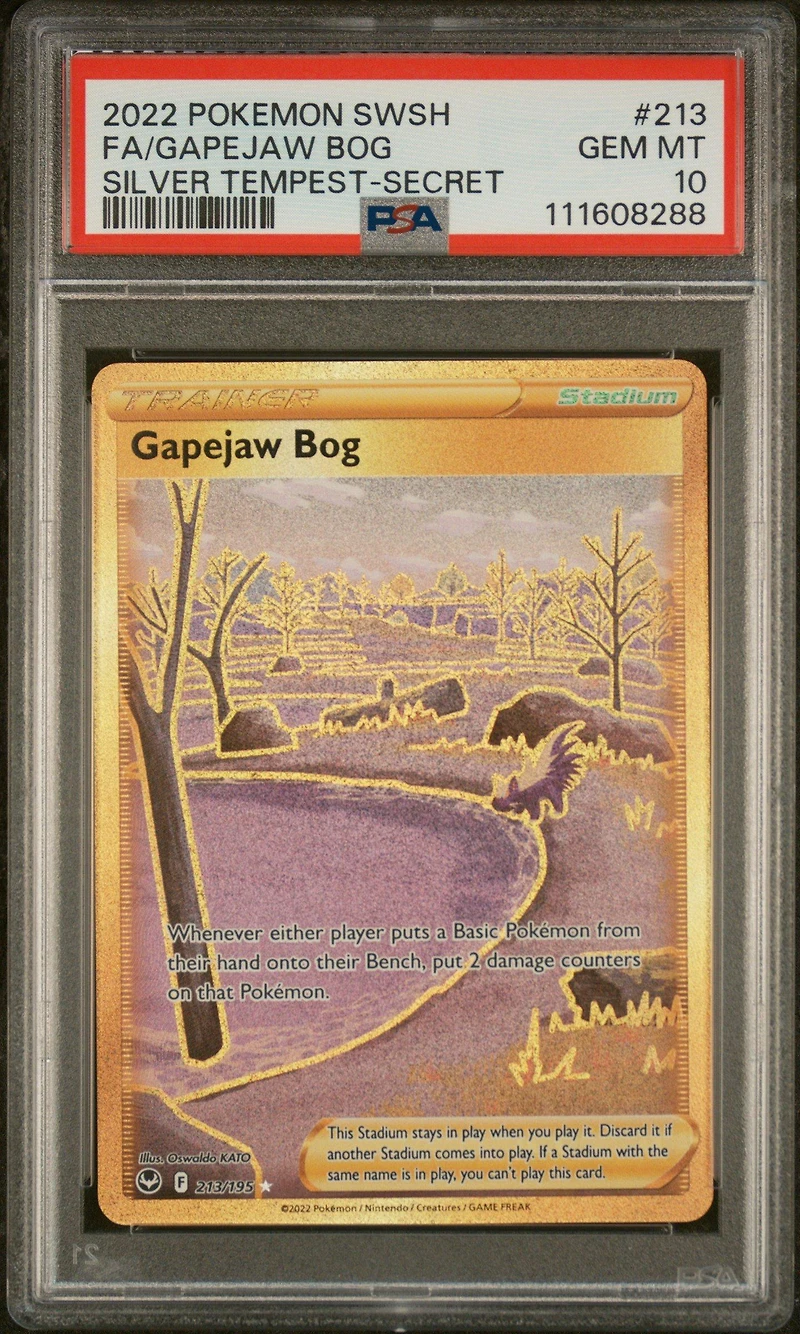 2022 Pokemon Sword & Shield Silver Tempest 213 Full Art/gapejaw Bog Secret PSA