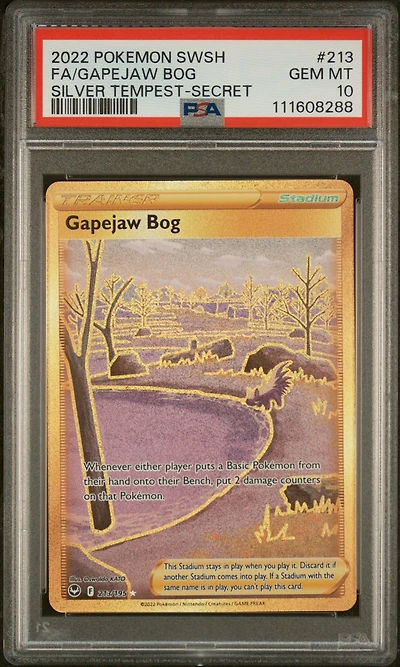 2022 Pokemon Sword & Shield Silver Tempest 213 Full Art/gapejaw Bog Secret PSA