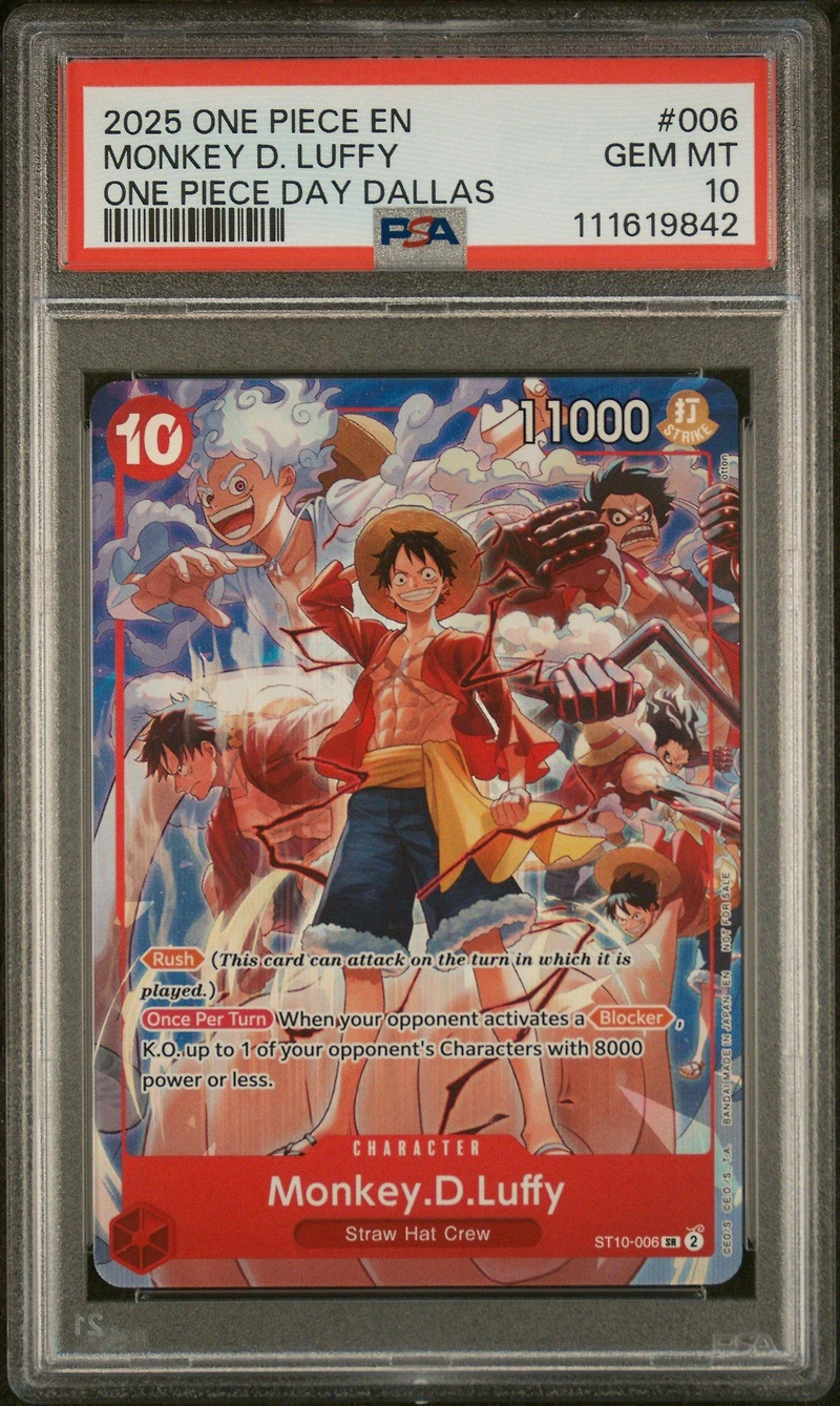 2025 One Piece Promos 006 Monkey D. Luffy One Piece Day Dallas PSA 10