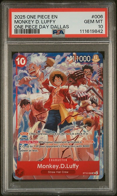 2025 One Piece Promos 006 Monkey D. Luffy One Piece Day Dallas PSA 10