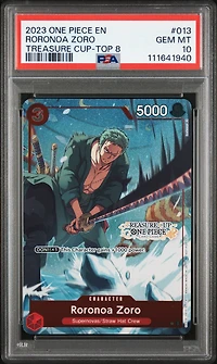 2023 One Piece Promos 013 Roronoa Zoro Treasure Cup 2023-top 8 PSA 10