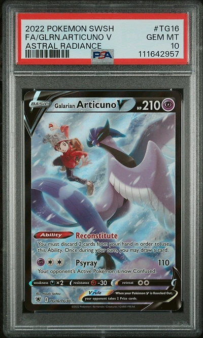 2022 Pokemon Sword & Shield Astral Radiance Tg16 Full Art/galarian Articuno V PSA