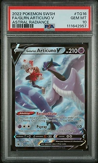 2022 Pokemon Sword & Shield Astral Radiance Tg16 Full Art/galarian Articuno V PSA