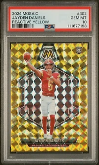 2024 Panini Mosaic 302 Jayden Daniels Reactive Yellow PSA 10