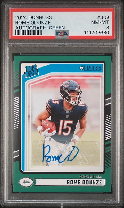 2024 Panini Donruss 309 Rome Odunze Autograph-green PSA 8