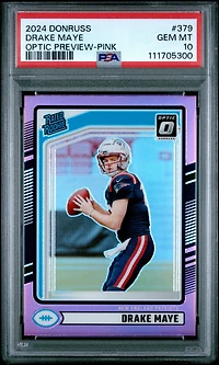 2024 Panini Donruss 379 Drake Maye Optic Preview-pink PSA