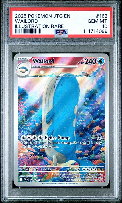 2025 Pokemon Jtg En-journey Together 162 Wailord Illustration Rare PSA