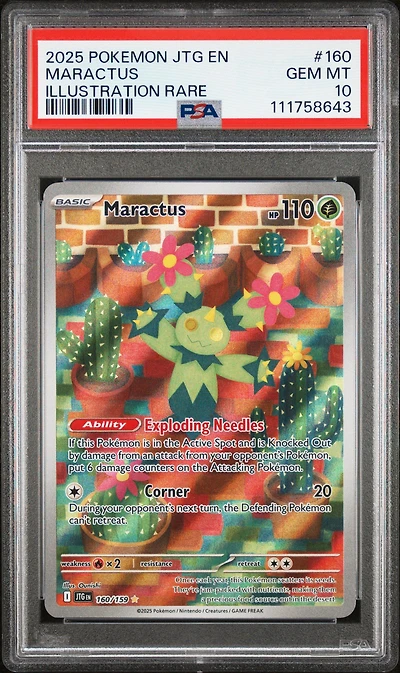 2025 Pokemon Jtg En-journey Together 160 Maractus Illustration Rare PSA