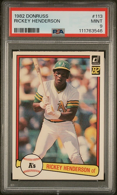 1982 Donruss 113 Rickey Henderson PSA 9