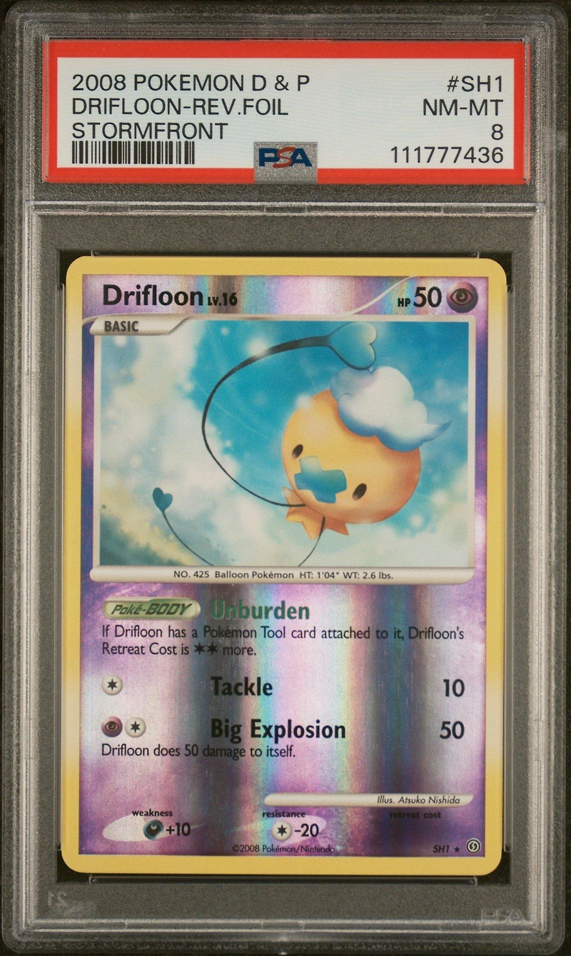 2008 Pokemon Diamond & Pearl Stormfront Sh1 Drifloon-reverse Foil PSA 8