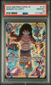 2024 One Piece Japanese Op09-emperors In The New World 119 Monkey D. Luffy PSA 10