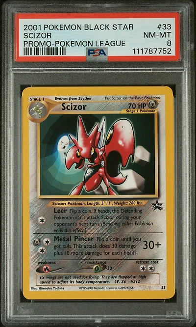 2001 Pokemon Promo Black Star 33 Scizor Pokemon League PSA 8