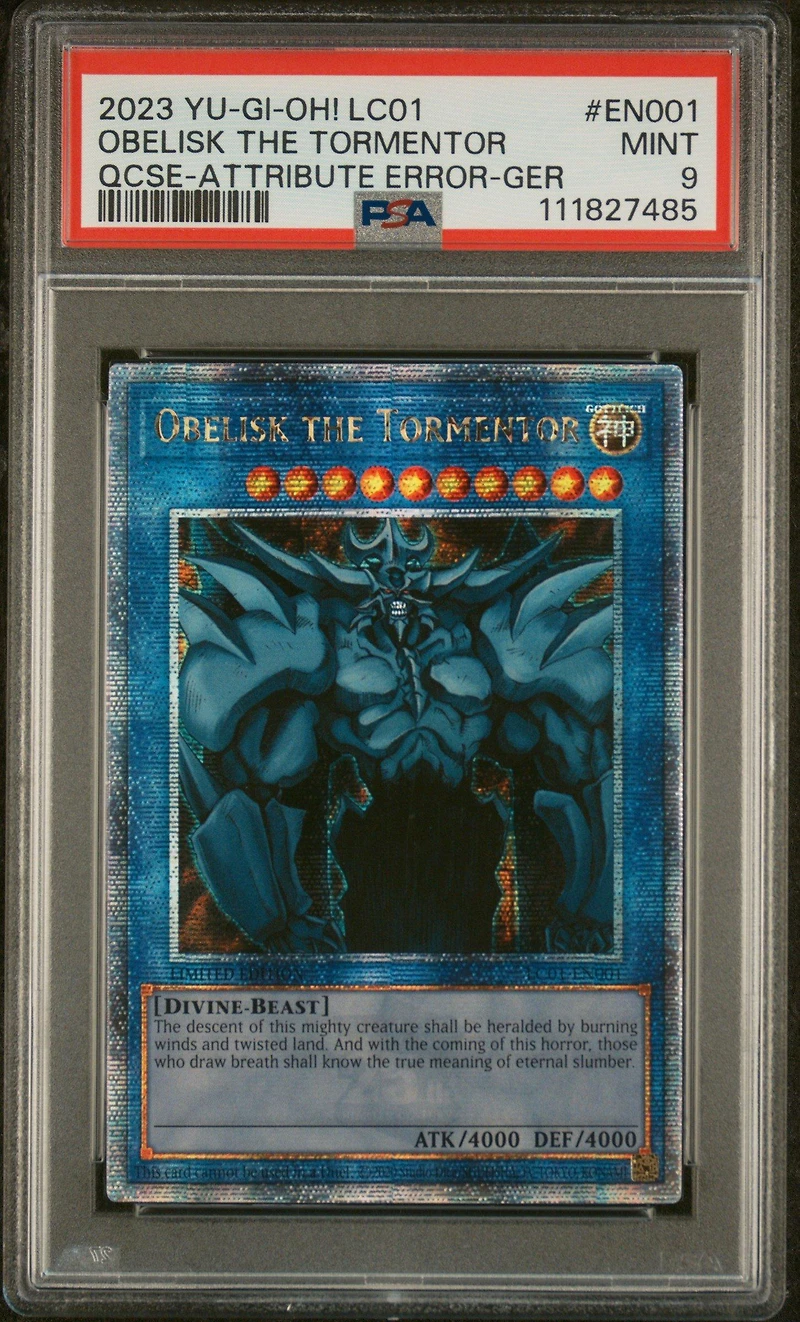 2023 Yu-gi-oh! Lc01-legendary Collection: 25th Anniversary Edition En001 Obelisk The Tormentor Quarter Century Secret Rare-attribute Error-german PSA 9