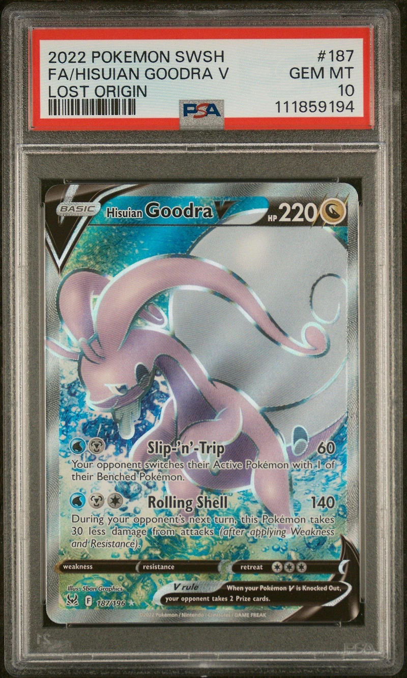 2022 Pokemon Sword & Shield Lost Origin 187 Full Art/hisuian Goodra V PSA 10