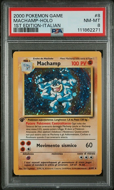 2000 Pokemon Game 8 Machamp-holo 1st Edition-italian PSA 8