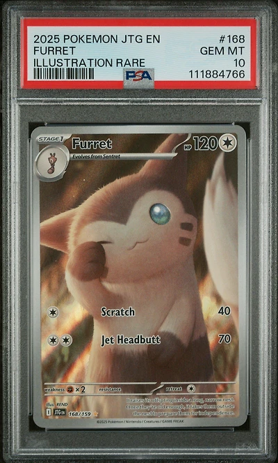 2025 Pokemon Jtg En-journey Together 168 Furret Illustration Rare PSA