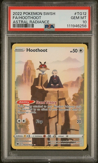 2022 Pokemon Sword & Shield Astral Radiance Tg12 Full Art/hoothoot PSA