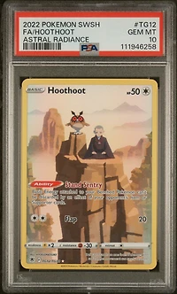 2022 Pokemon Sword & Shield Astral Radiance Tg12 Full Art/hoothoot PSA