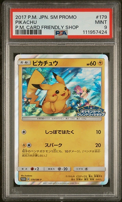 2017 Pokemon Japanese Sm Promo 179 Pikachu Pokemon Card Friendly Shop PSA 9