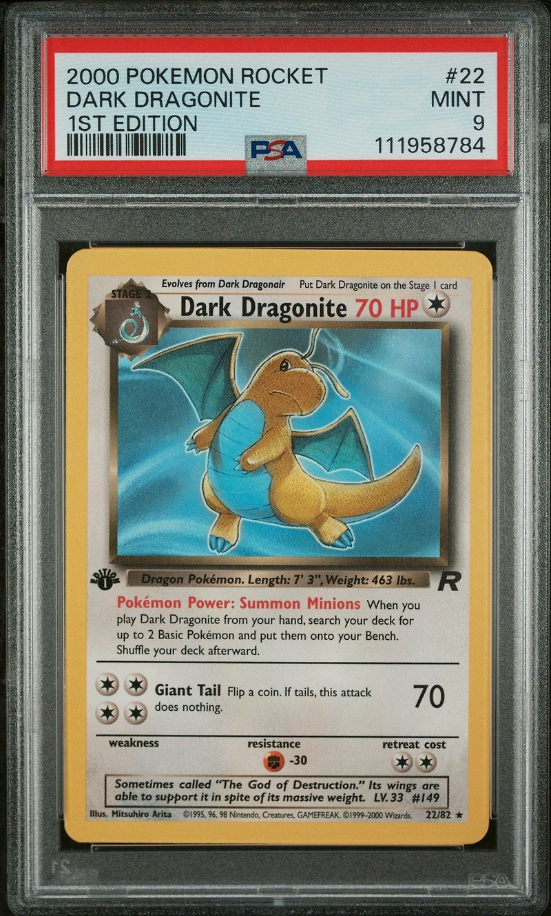 2000 Pokemon Rocket 22 Dark Dragonite 1st Edition PSA