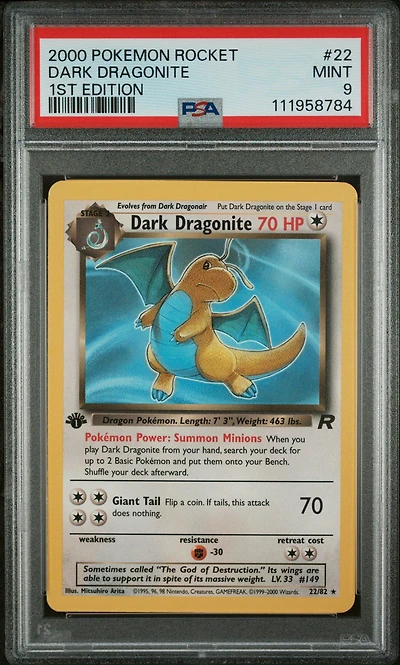2000 Pokemon Rocket 22 Dark Dragonite 1st Edition PSA