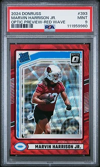 2024 Panini Donruss 393 Marvin Harrison Jr. Optic Preview-red Wave PSA