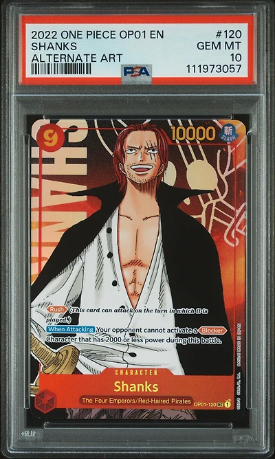 2022 One Piece Op01-romance Dawn 120 Shanks Alternate Art PSA 10