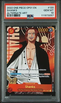 2022 One Piece Op01-romance Dawn 120 Shanks Alternate Art PSA 10