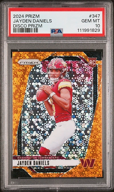 2024 Panini Prizm 347 Jayden Daniels Disco Prizm PSA 10