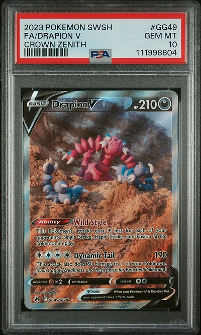 2023 Pokemon Sword And Shield Crown Zenith Gg49 Full Art/drapion V PSA 10
