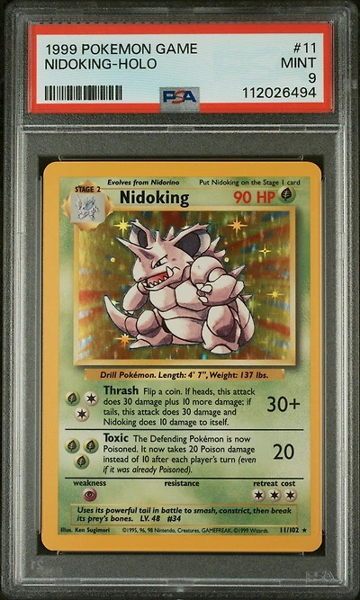 1999 Pokemon Game 11 Nidoking-holo PSA