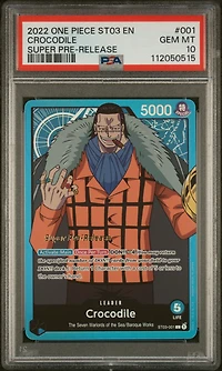 2022 One Piece Starter Deck St03-the Seven Warlords Of The Sea 001 Crocodile Super Pre-release PSA 10
