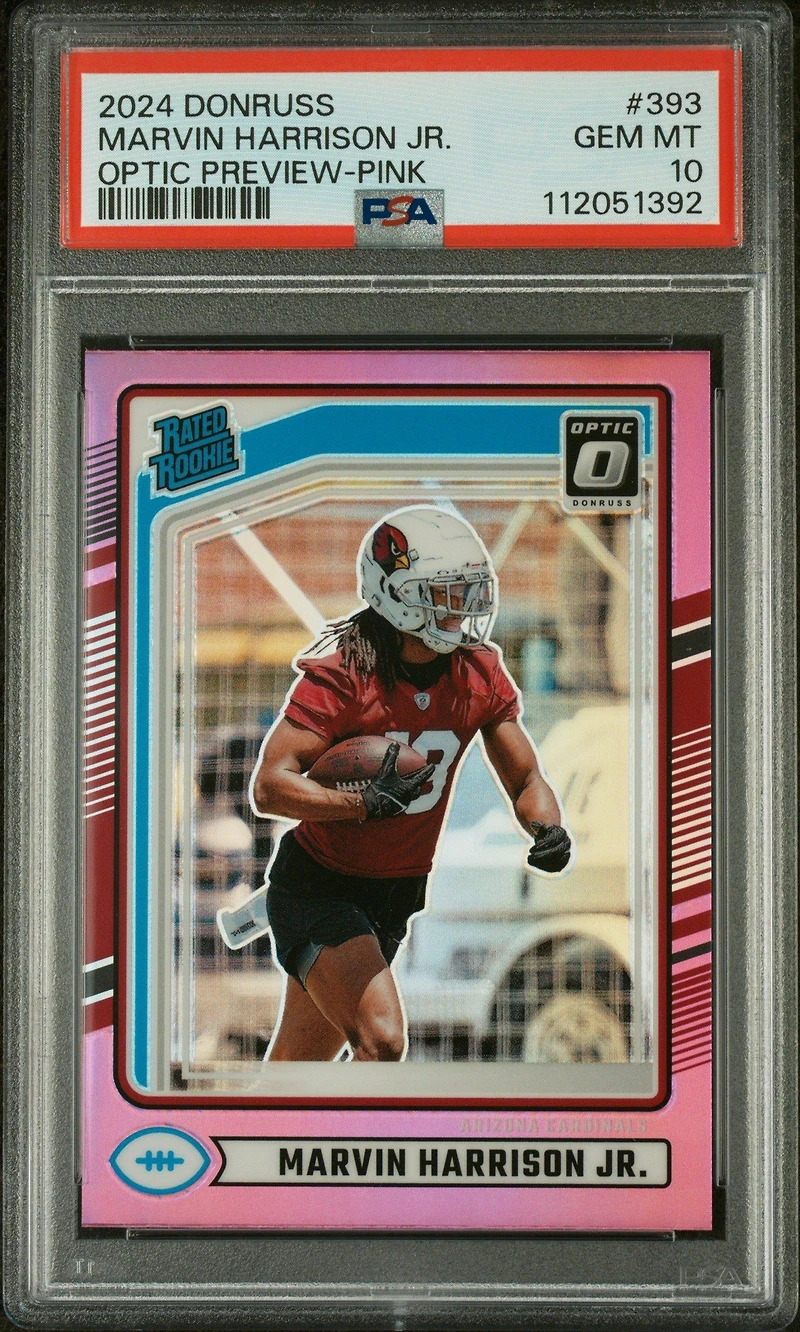 2024 Panini Donruss 393 Marvin Harrison Jr. Optic Preview-pink PSA 10