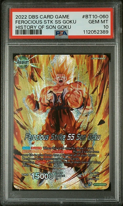 2022 Dragon Ball Super Card Game Theme Selection History Of Son Goku Bt10-060 Son Goku\ferocious Strike Ss Son Goku PSA 10