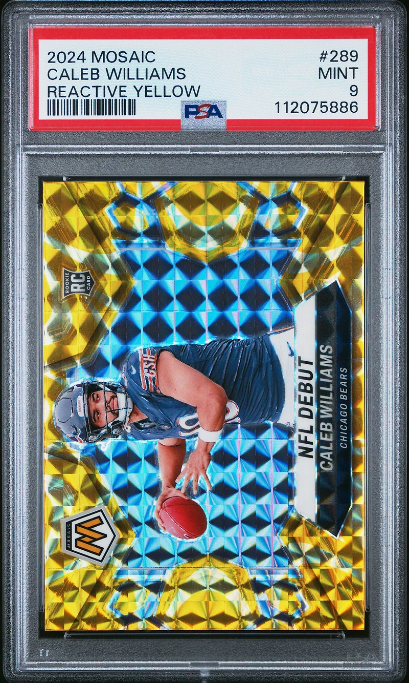 2024 Panini Mosaic 289 Caleb Williams Reactive Yellow PSA 9