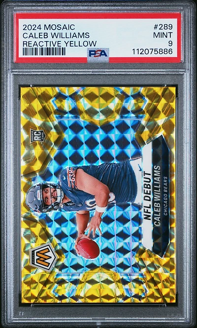 2024 Panini Mosaic 289 Caleb Williams Reactive Yellow PSA 9