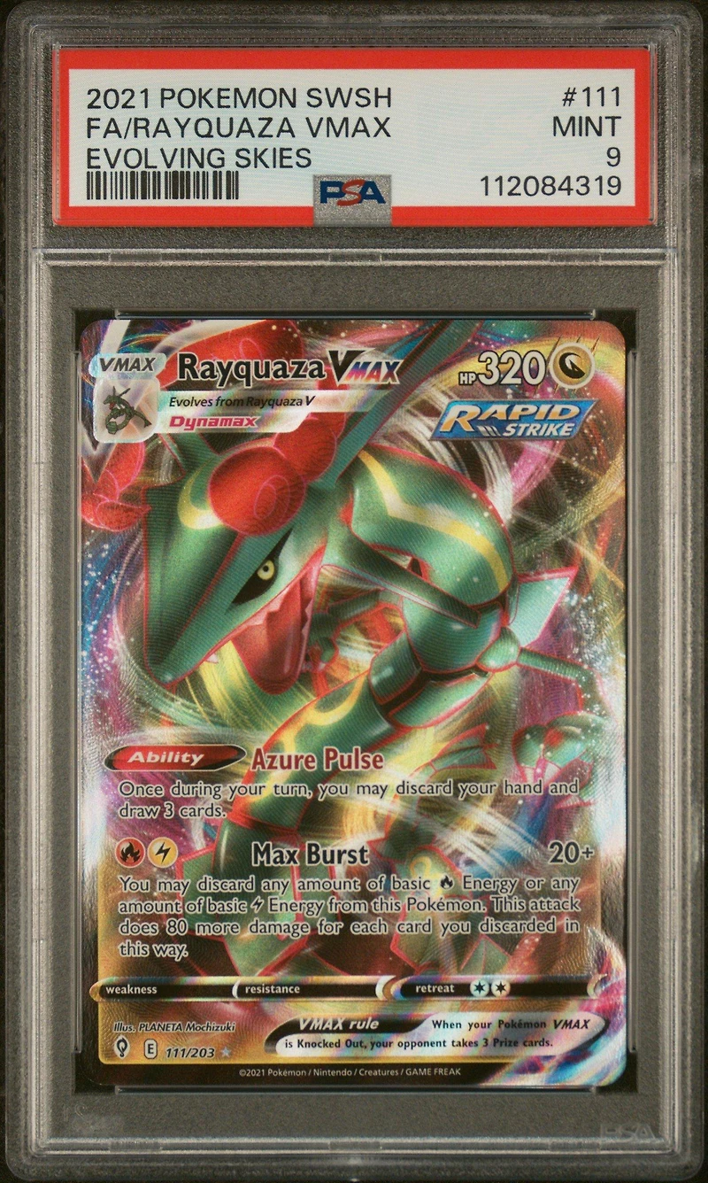 2021 Pokemon Sword & Shield Evolving Skies 111 Full Art/rayquaza Vmax PSA