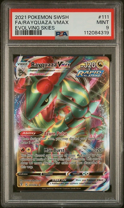 2021 Pokemon Sword & Shield Evolving Skies 111 Full Art/rayquaza Vmax PSA