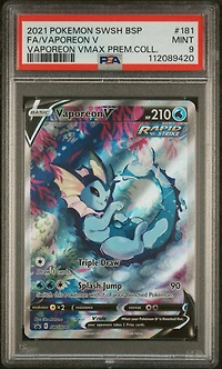 2021 Pokemon Swsh Black Star Promo 181 Full Art/vaporeon V Vaporeon Vmax Premium Collection PSA 9