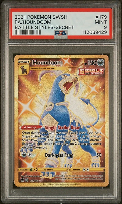 2021 Pokemon Sword & Shield Battle Styles 179 Full Art/houndoom Secret PSA