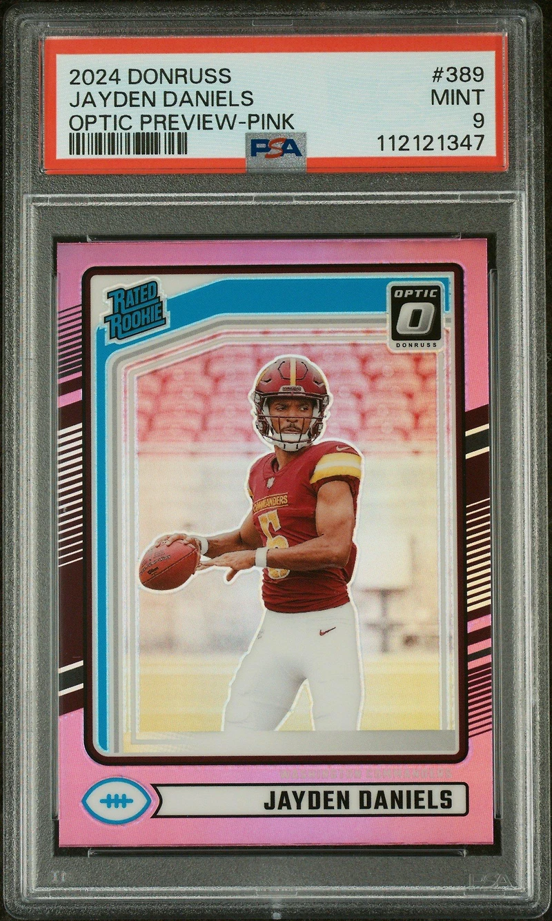 2024 Panini Donruss 389 Jayden Daniels Optic Preview-pink PSA