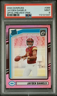 2024 Panini Donruss 389 Jayden Daniels Optic Preview-pink PSA