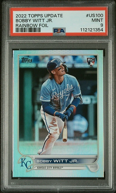 2022 Topps Update Us100 Bobby Witt Jr. Rainbow Foil PSA 9