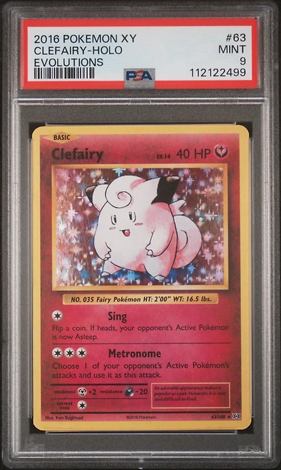 2016 Pokemon Xy Evolutions 63 Clefairy-holo PSA