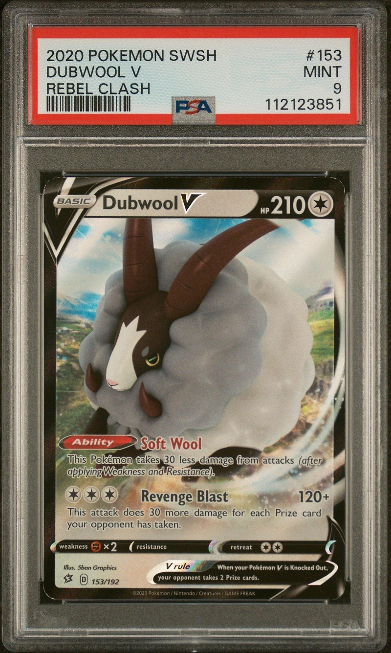 2020 Pokemon Sword & Shield Rebel Clash 153 Dubwool V PSA 9
