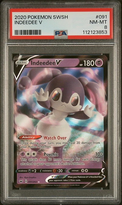 2020 Pokemon Sword & Shield 091 Indeedee V PSA