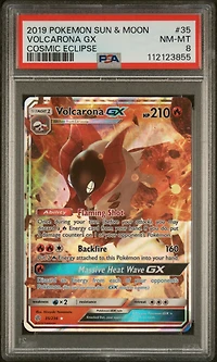 2019 Pokemon Sun & Moon Cosmic Eclipse 35 Volcarona Gx PSA 8