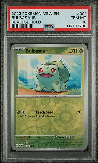 2023 Pokemon Mew En-151 001 Bulbasaur Reverse Holo PSA 10