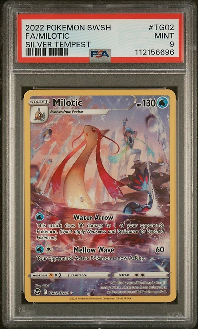 2022 Pokemon Sword & Shield Silver Tempest Tg02 Full Art/milotic PSA