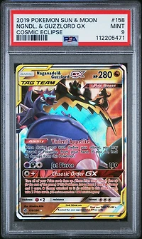 2019 Pokemon Sun & Moon Cosmic Eclipse 158 Naganadel & Guzzlord Gx PSA